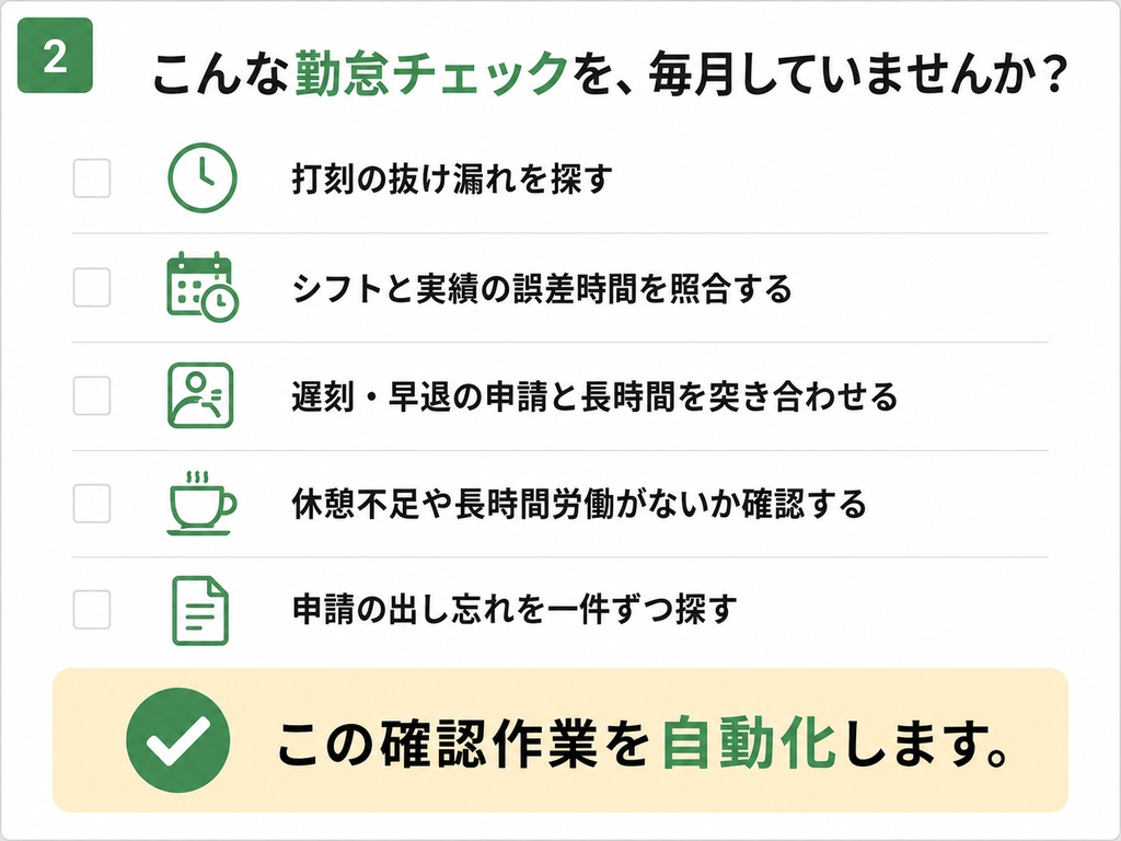 勤怠チェック自動化ツール|Googleスプレッドシート対応