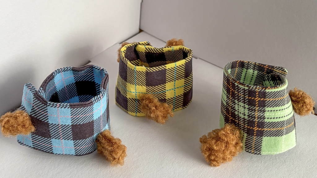 わんわんチェックの帽子セット