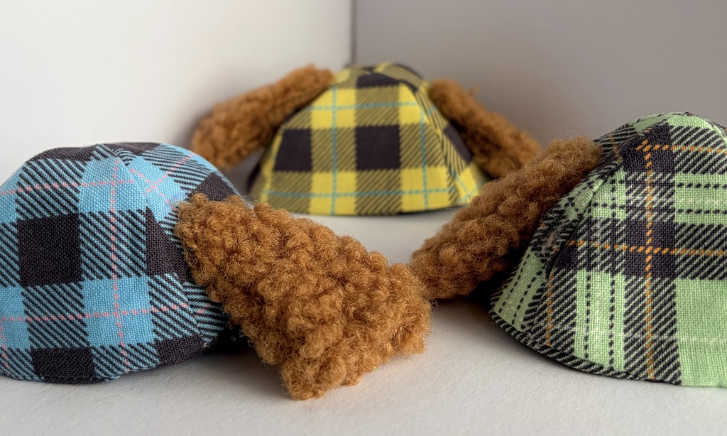 わんわんチェックの帽子セット