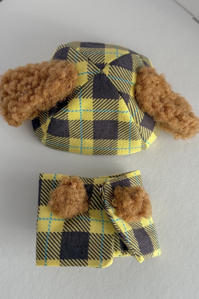 わんわんチェックの帽子セット