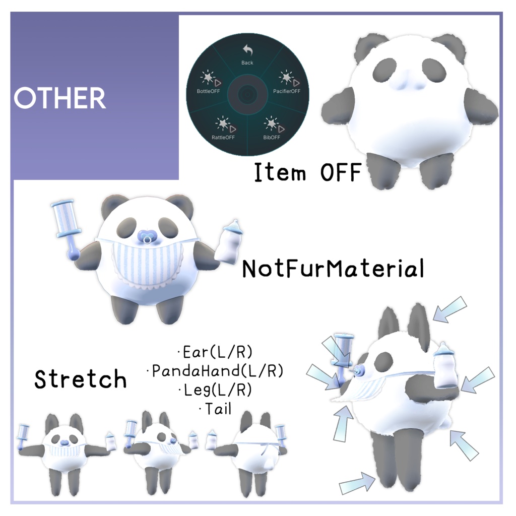 オリジナル3Dモデル「ばぶばぶぱんだ」