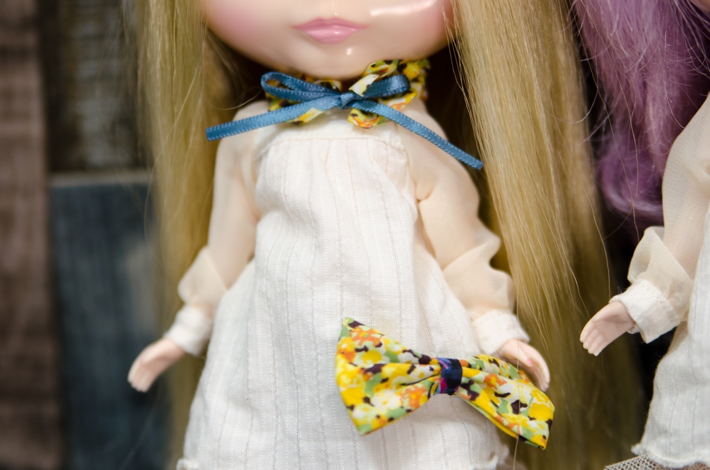 付け襟ワンピースセット(YELLOW×フリル)1/6ドールアウトフィット