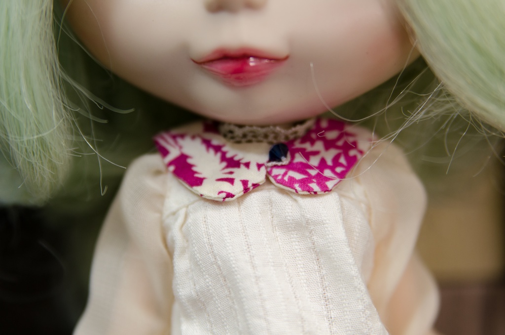 付け襟ワンピースセット(PINK×ラウンド)1/6ドールアウトフィット