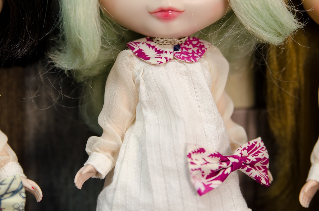 付け襟ワンピースセット(PINK×ラウンド)1/6ドールアウトフィット