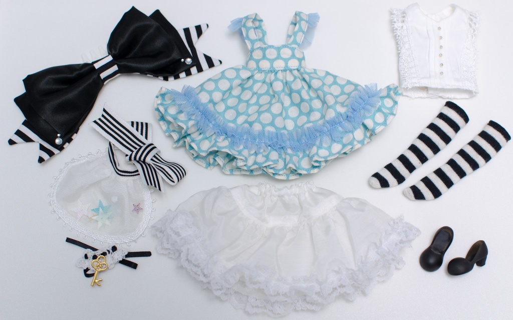 1/6ドール用 アリスワンピースセット<みずたま>