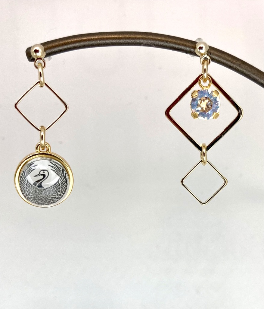 刀紋スクエア ピアス&イヤリング