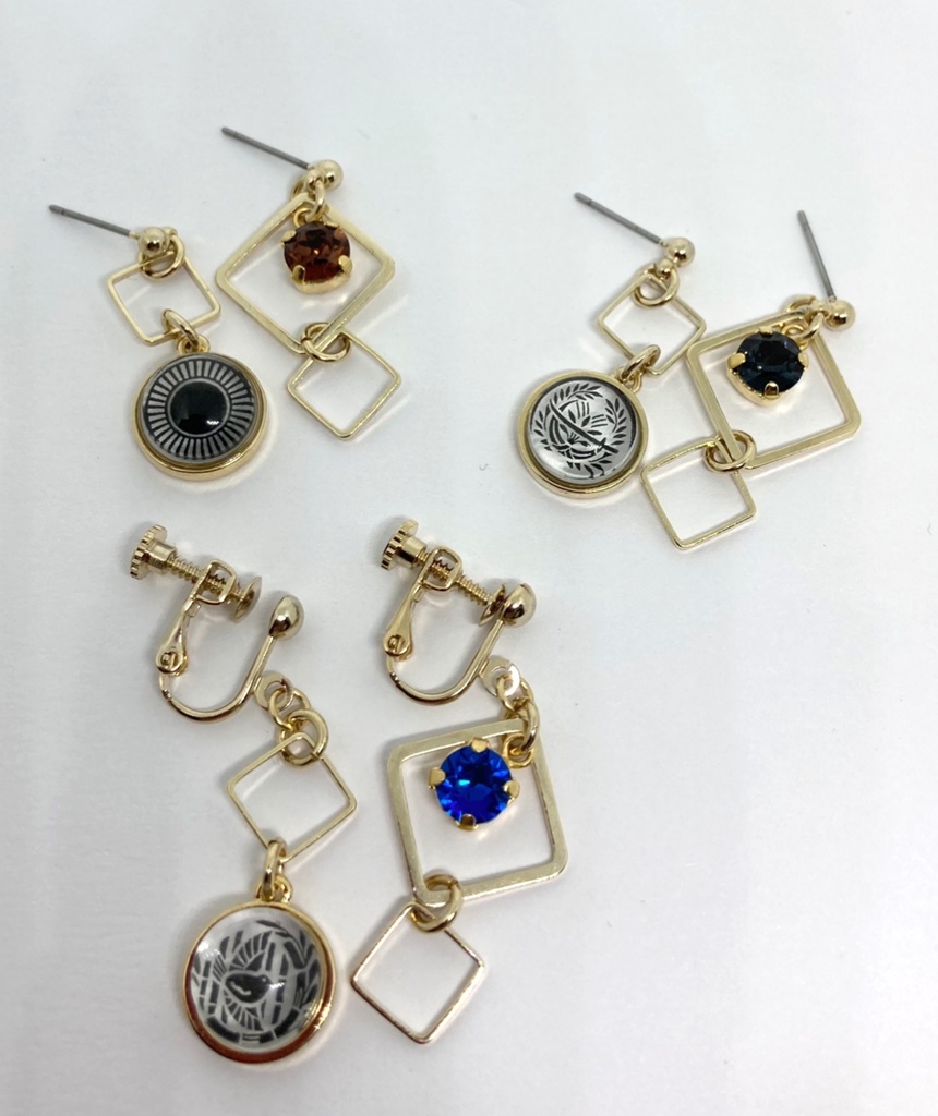 刀紋スクエア ピアス&イヤリング