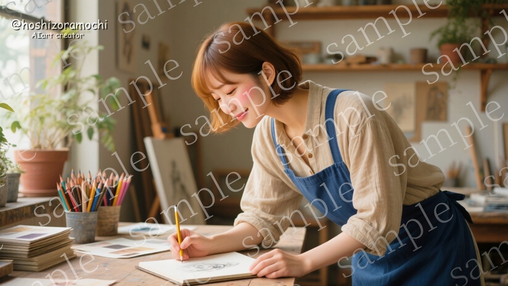 グラフィックデザインの世界で輝く女性たち|創造の現場を切り取った10枚の物語【AI画像素材集】