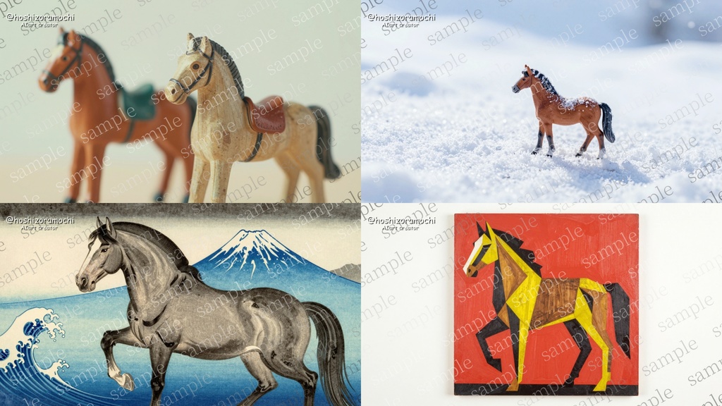 【2026年午年】AI生成 馬の画像素材30枚セット〜10スタイルで描く駿馬コレクション〜
