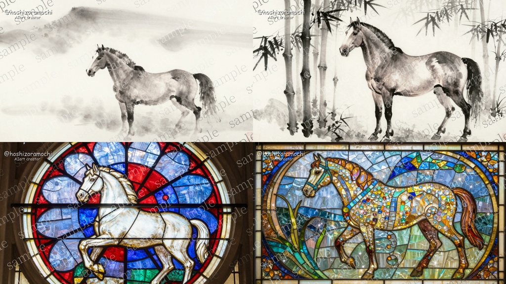 【2026年午年】AI生成 馬の画像素材30枚セット〜10スタイルで描く駿馬コレクション〜