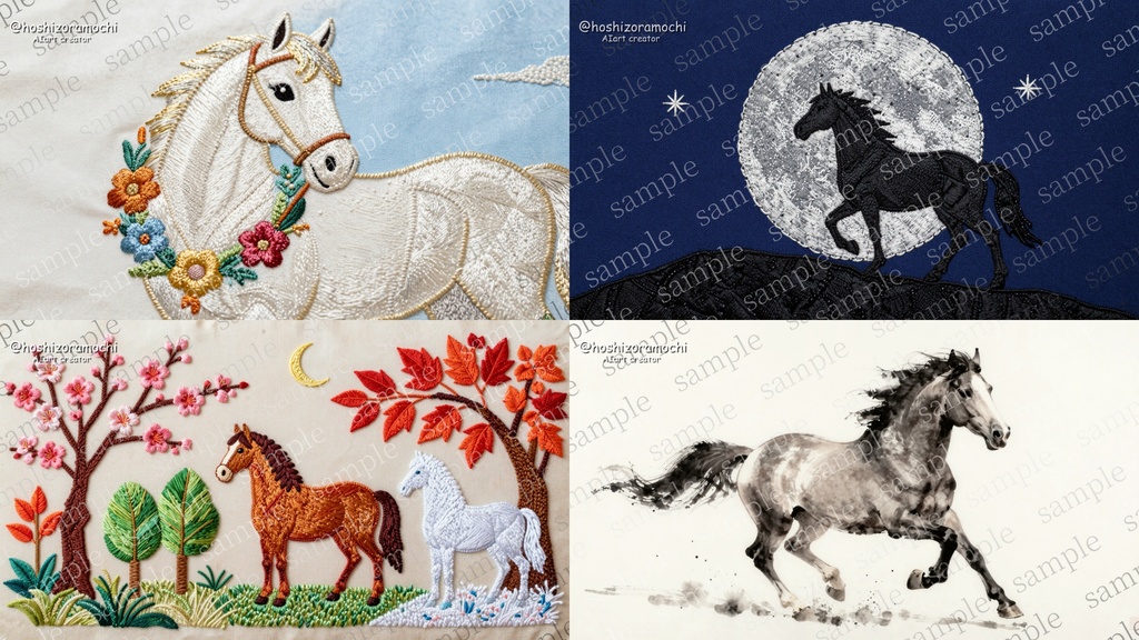 【2026年午年】AI生成 馬の画像素材30枚セット〜10スタイルで描く駿馬コレクション〜