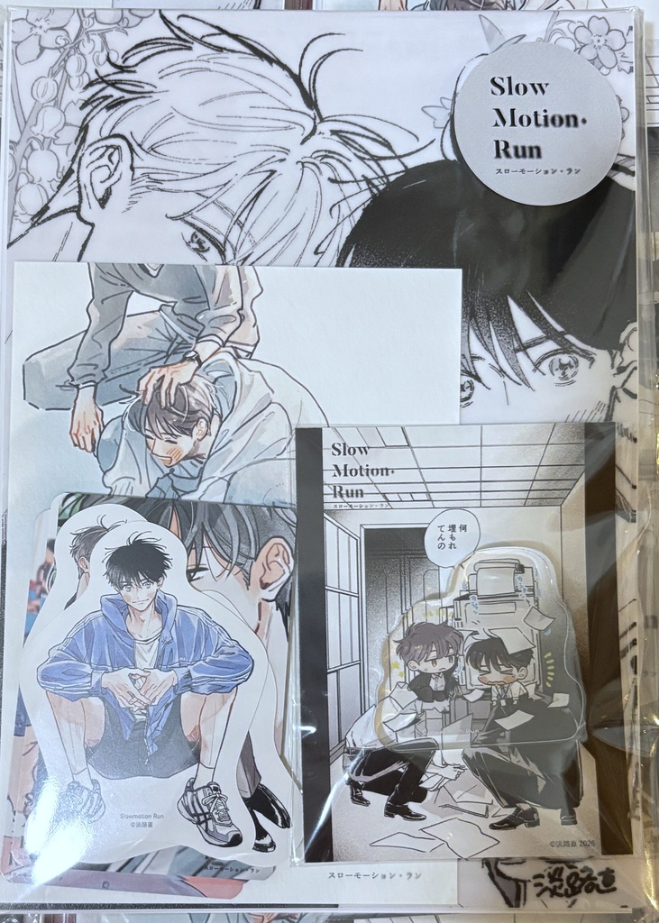 【J庭60/淡々新刊セット/※紙袋無し】スローモーション・ラン小話集+グッズ