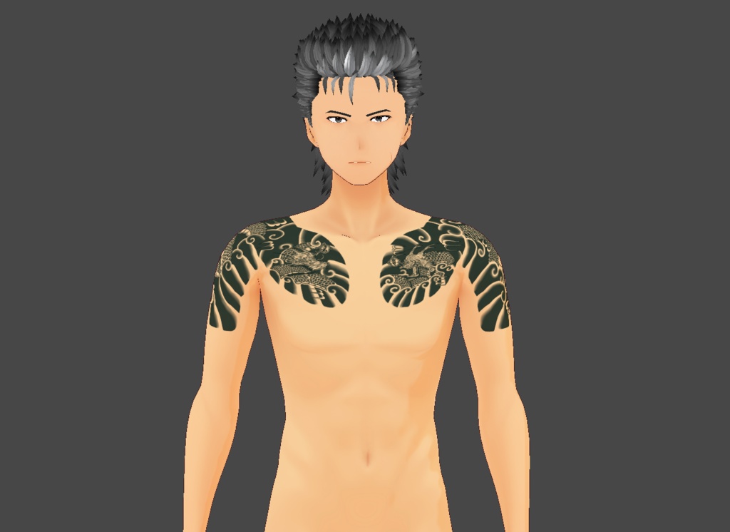 Vroid正式版対応 刺青 和彫 テクスチャ3パターンセット Vroid official version support tattoo of Japanese carving 3 patterns of texture set