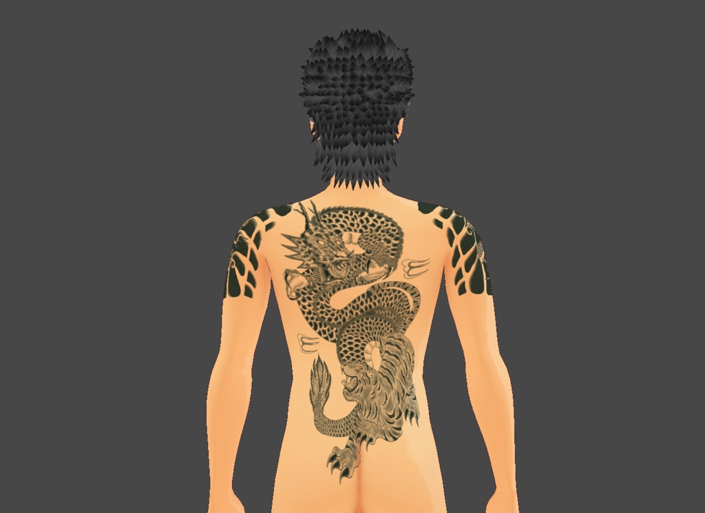 Vroid正式版対応　刺青　和彫　テクスチャ3パターンセット　Vroid official version support tattoo of Japanese carving 3 patterns of texture set