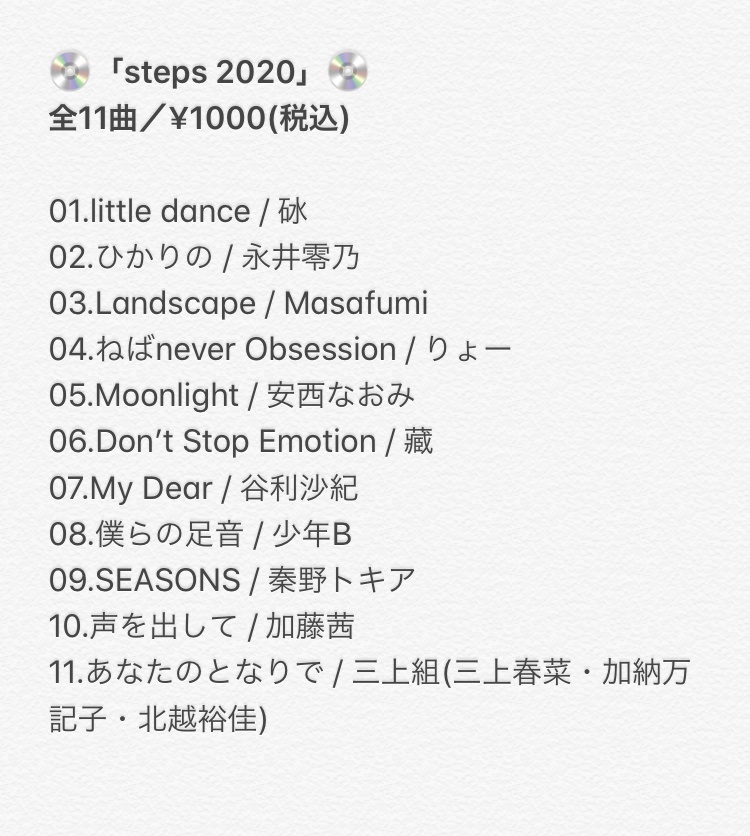 【再入荷】オムニバスアルバム「Steps 2020」