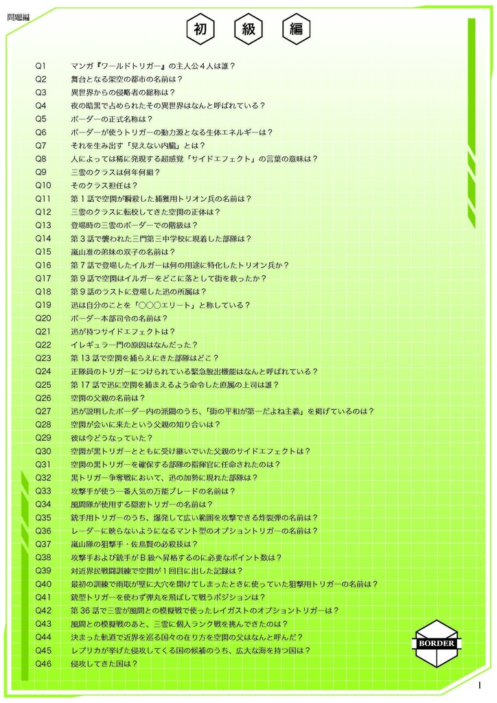 これで君も三好くんと友達になれる!? ワートリクイズ400問!