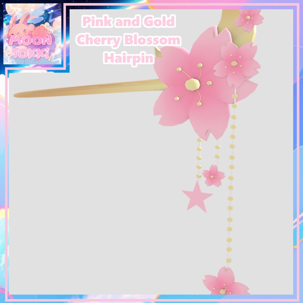 オリジナルの3Dモデル 3D Model - Pink Cherry Blossom Hairpin