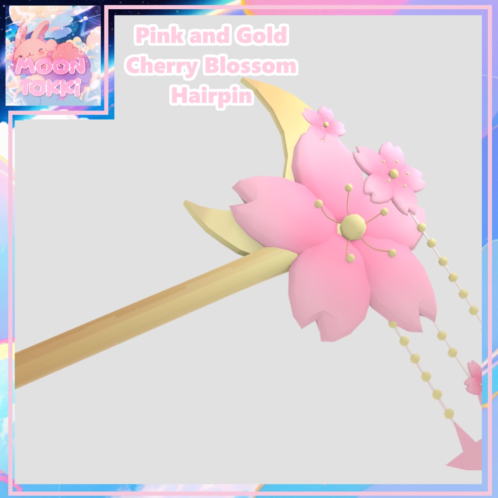 オリジナルの3Dモデル 3D Model - Pink Cherry Blossom Hairpin 
