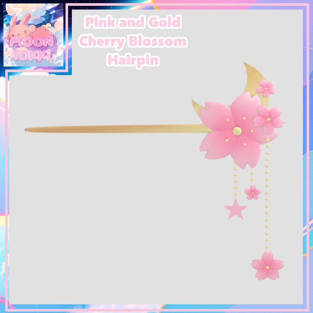 オリジナルの3Dモデル 3D Model - Pink Cherry Blossom Hairpin