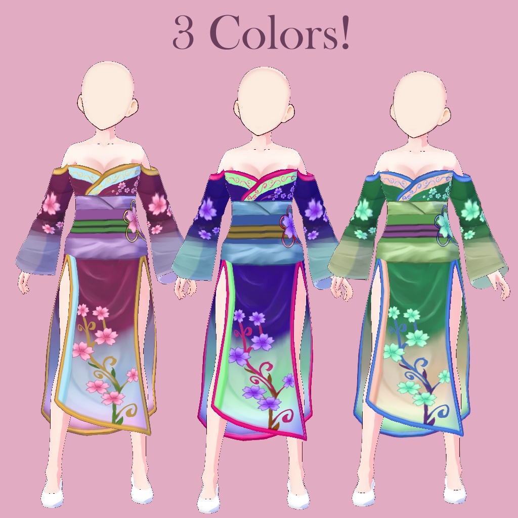 Vroid Cherry Blossom Elegant Dress Personal or Commercial Use