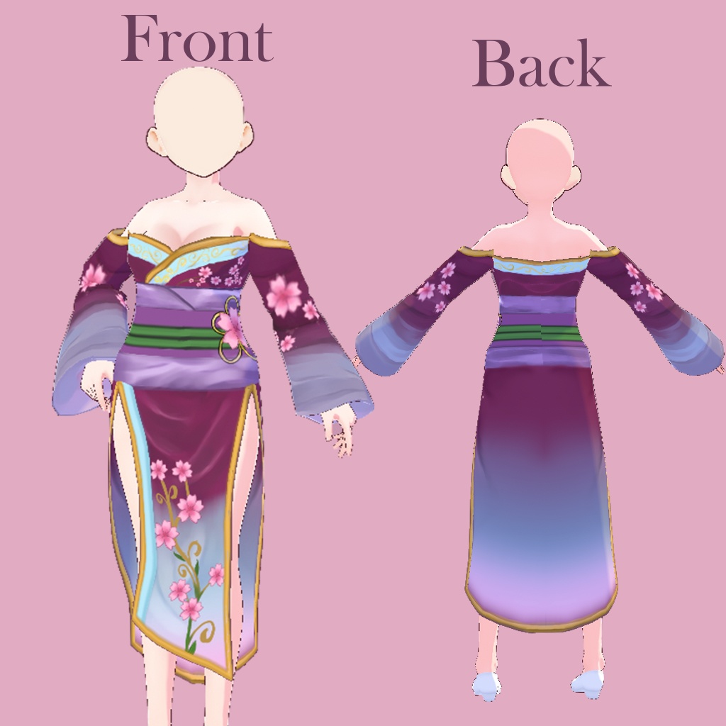 Vroid Cherry Blossom Elegant Dress Personal or Commercial Use