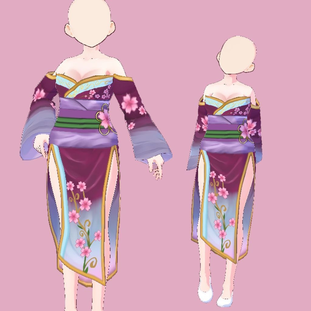 Vroid Cherry Blossom Elegant Dress Personal or Commercial Use