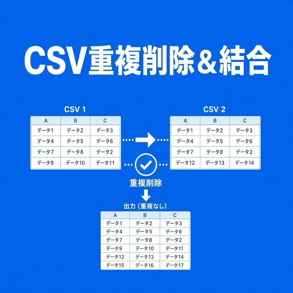 【インストール不要】CSV重複削除＆結合｜キー列で一括除去・複数CSV縦結合・UTF-8/SJIS