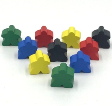 100個 木製ミープル駒 16mm 10色