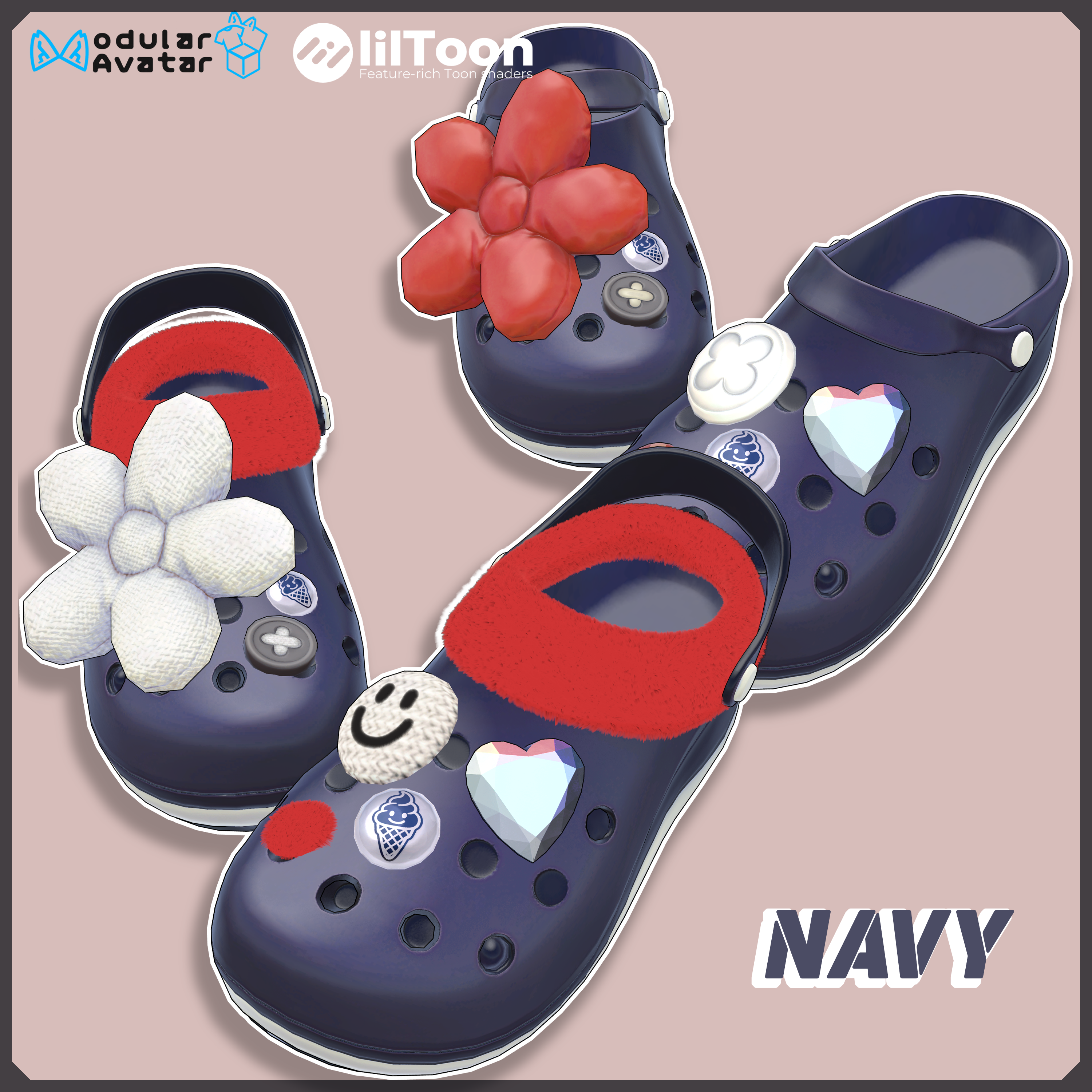 [Deco Crocs]かわいいデコクロックスパック（5色・12体アバター対応） - ShinyQ - BOOTH