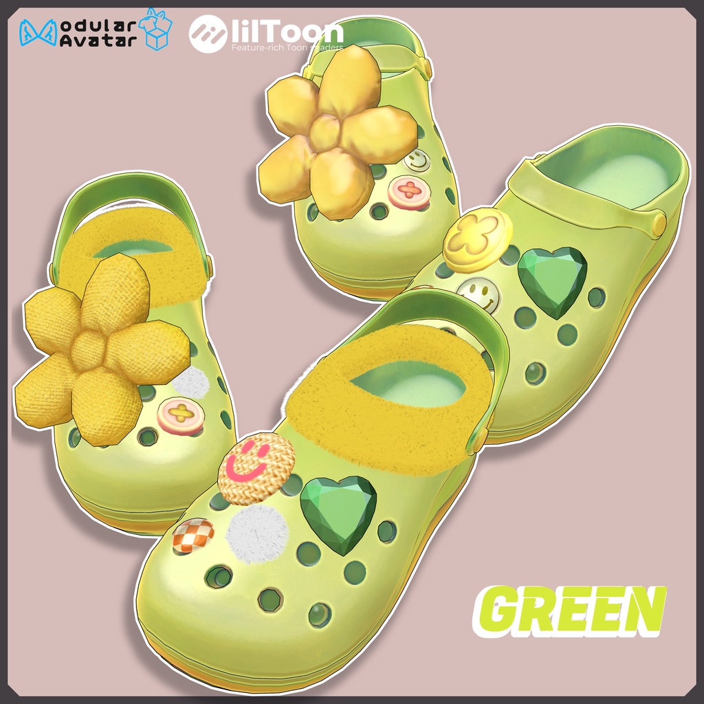 [Deco Crocs]かわいいデコクロックスパック（5色・12体アバター対応） - ShinyQ - BOOTH