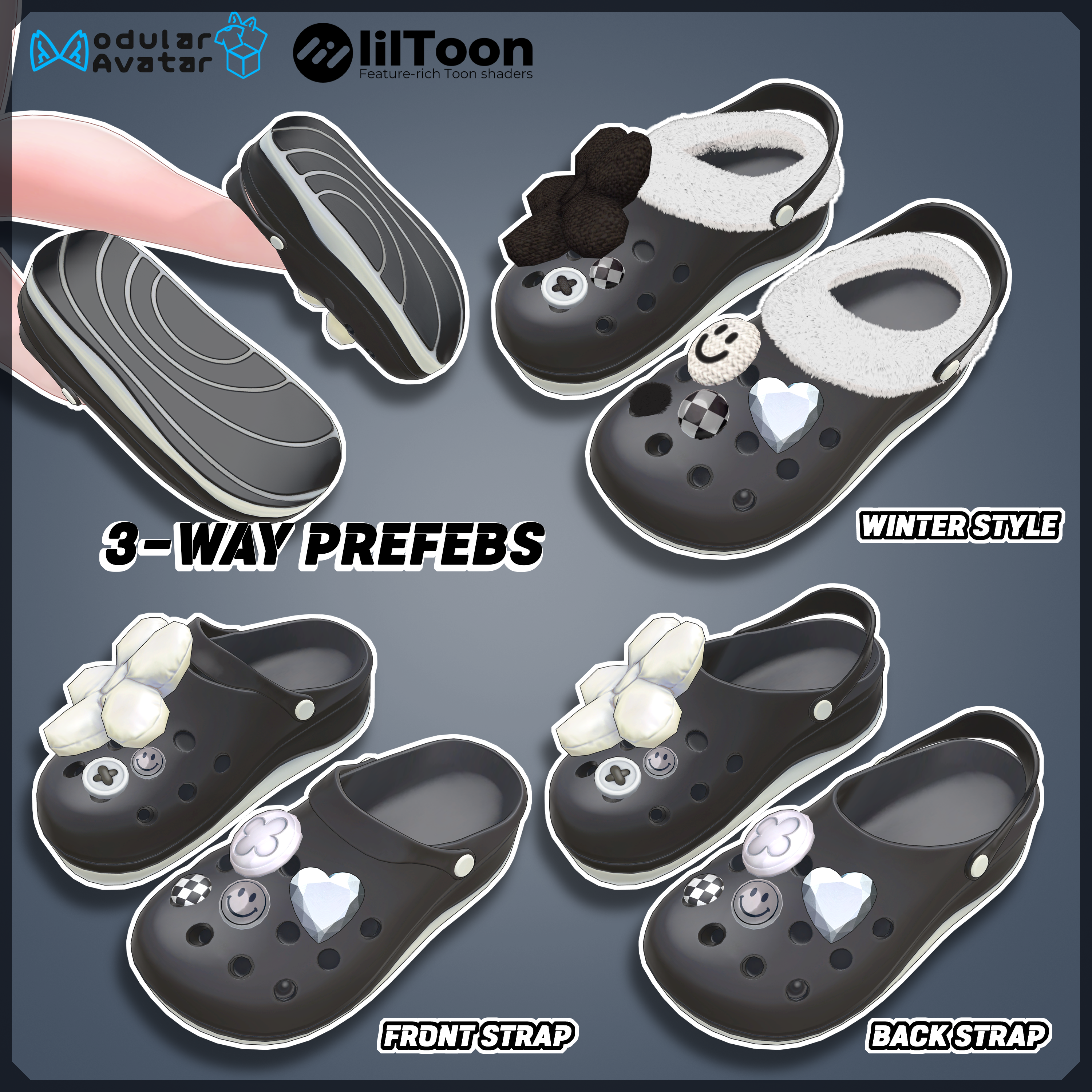 [Deco Crocs]かわいいデコクロックスパック（5色・12体アバター対応） - ShinyQ - BOOTH