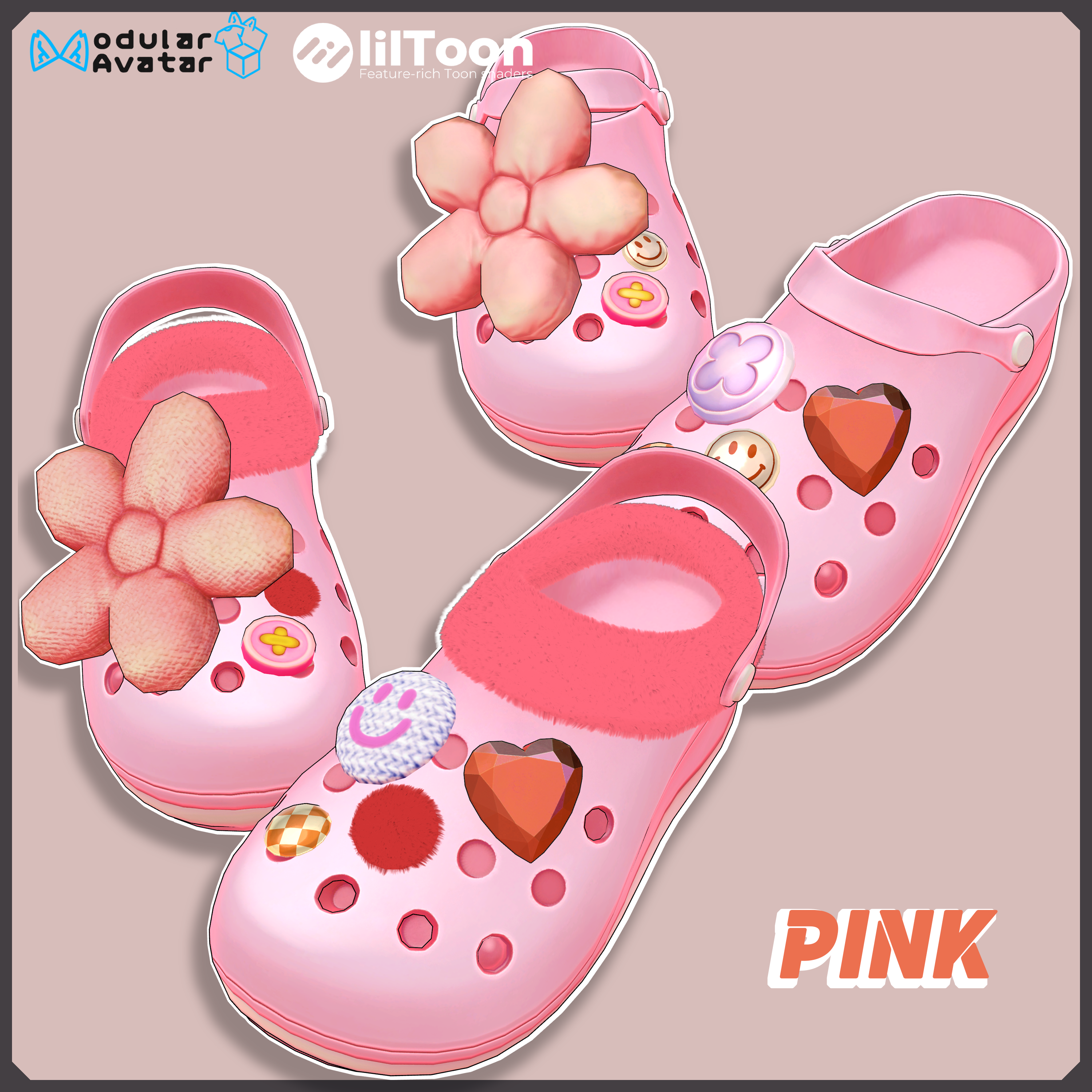 [Deco Crocs]かわいいデコクロックスパック（5色・12体アバター対応） - ShinyQ - BOOTH