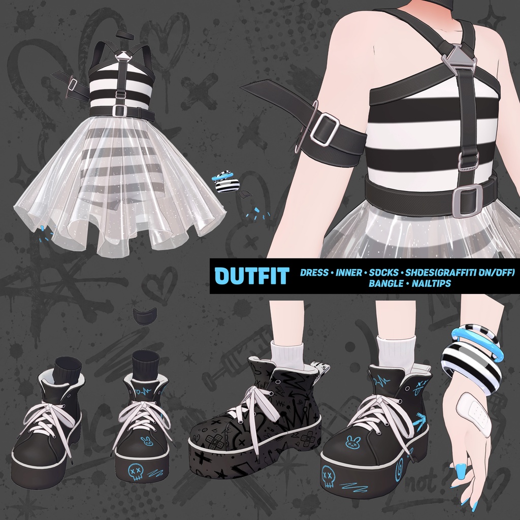 【VRChat衣装・ヘア】BROKEN BUNNY for フィユエ