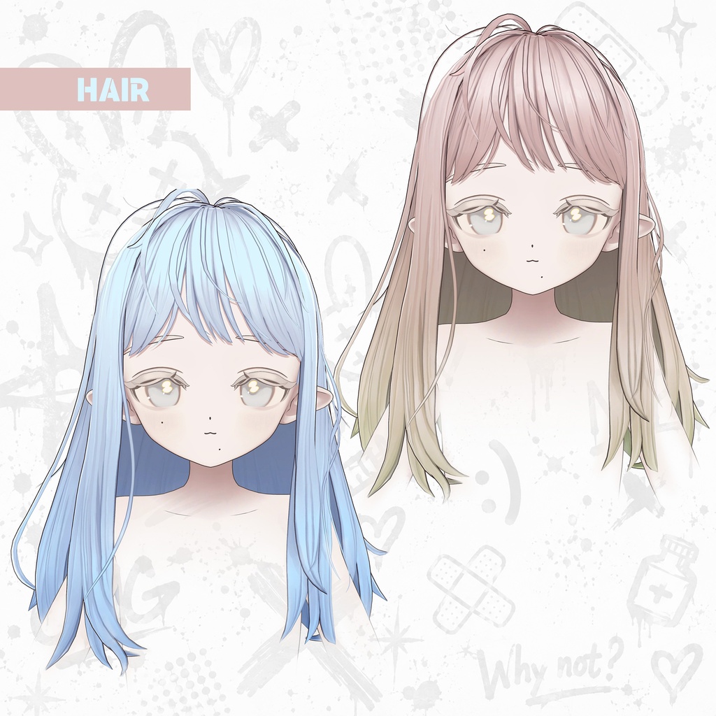 【VRChat衣装・ヘア】BROKEN BUNNY for フィユエ