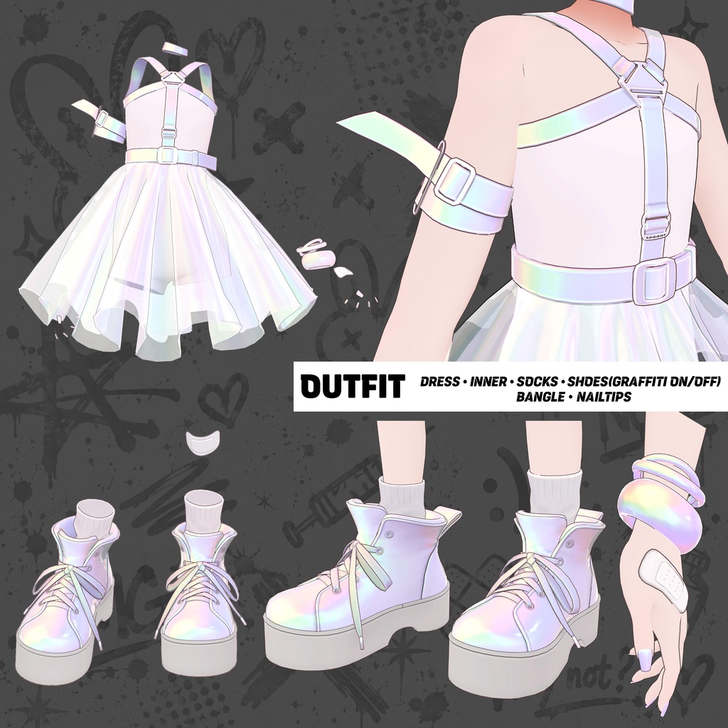 【VRChat衣装・ヘア】BROKEN BUNNY for フィユエ