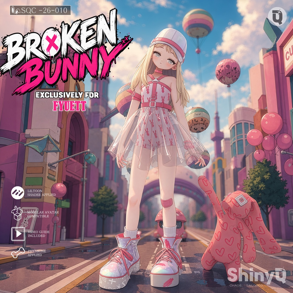 【VRChat衣装・ヘア】BROKEN BUNNY for フィユエ 