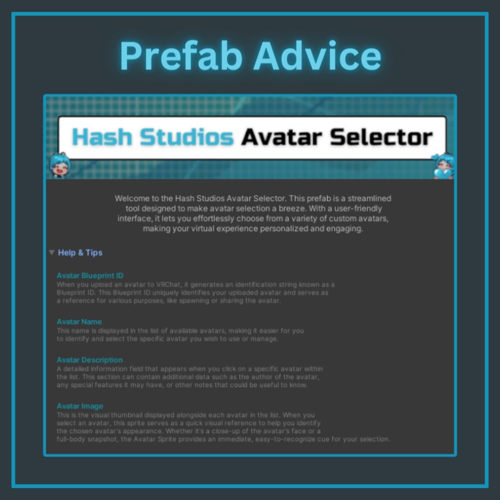 Hash Studios Avatar Selector / ハッシュスタジオズ アバターセレクター [UdonSharp] [SDK3 ...