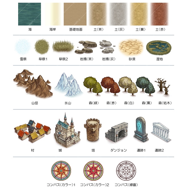 【クリスタ素材】RPG風地図制作キット