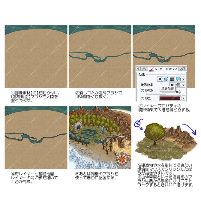 【クリスタ素材】RPG風地図制作キット