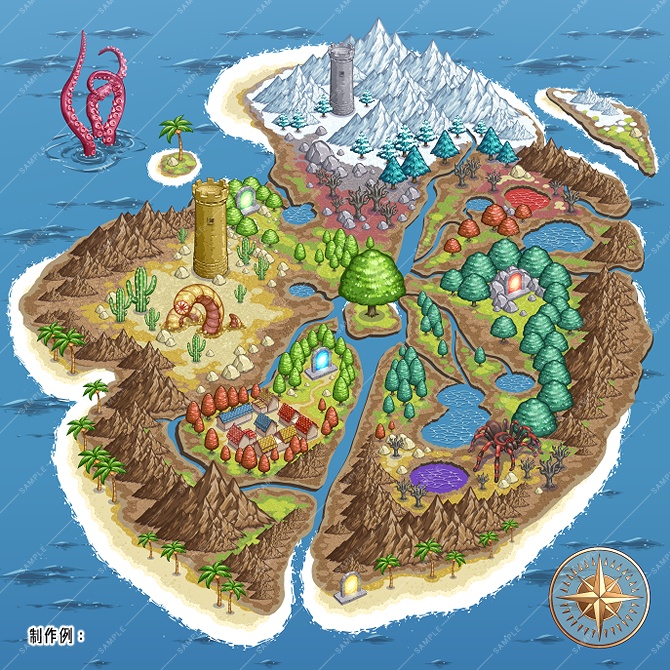 【クリスタ素材】RPG風地図制作キットver.3