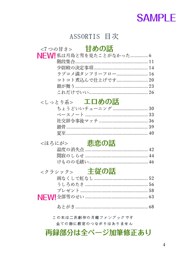 ASSORTIS 月鯉掌編詰め合わせ