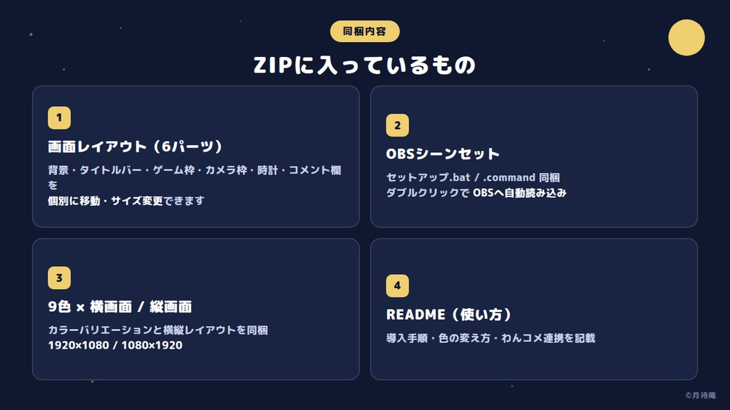 配信画面レイアウト ピクセル 9色 OBSシーンセット同梱