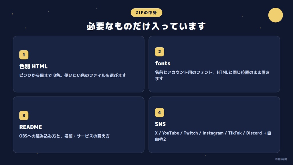 名前プレート 縦札 OBS用