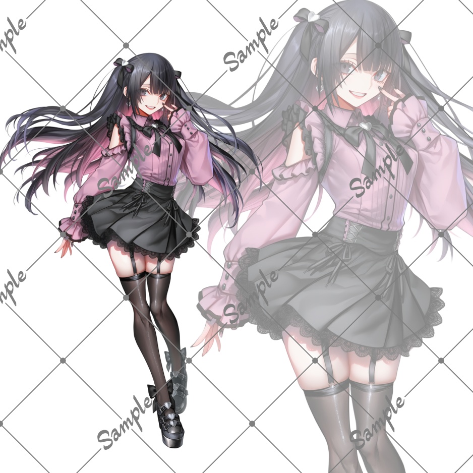 立ち絵素材No15_黒髪_ツインテール_地雷系_女性