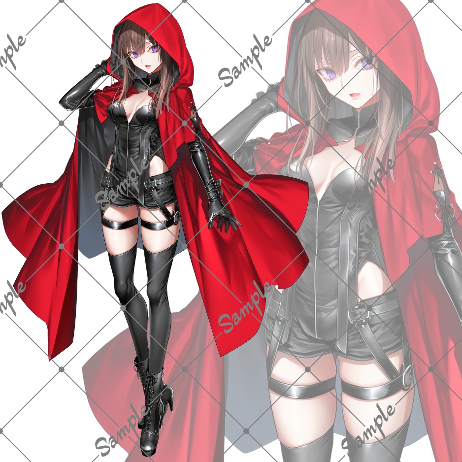 立ち絵素材No32_茶髪_赤ずきん・マント_女性