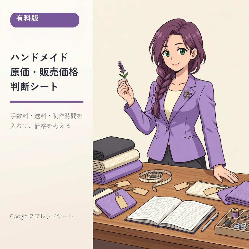 ハンドメイド原価・価格判断シート【有料版】Googleスプレッドシート