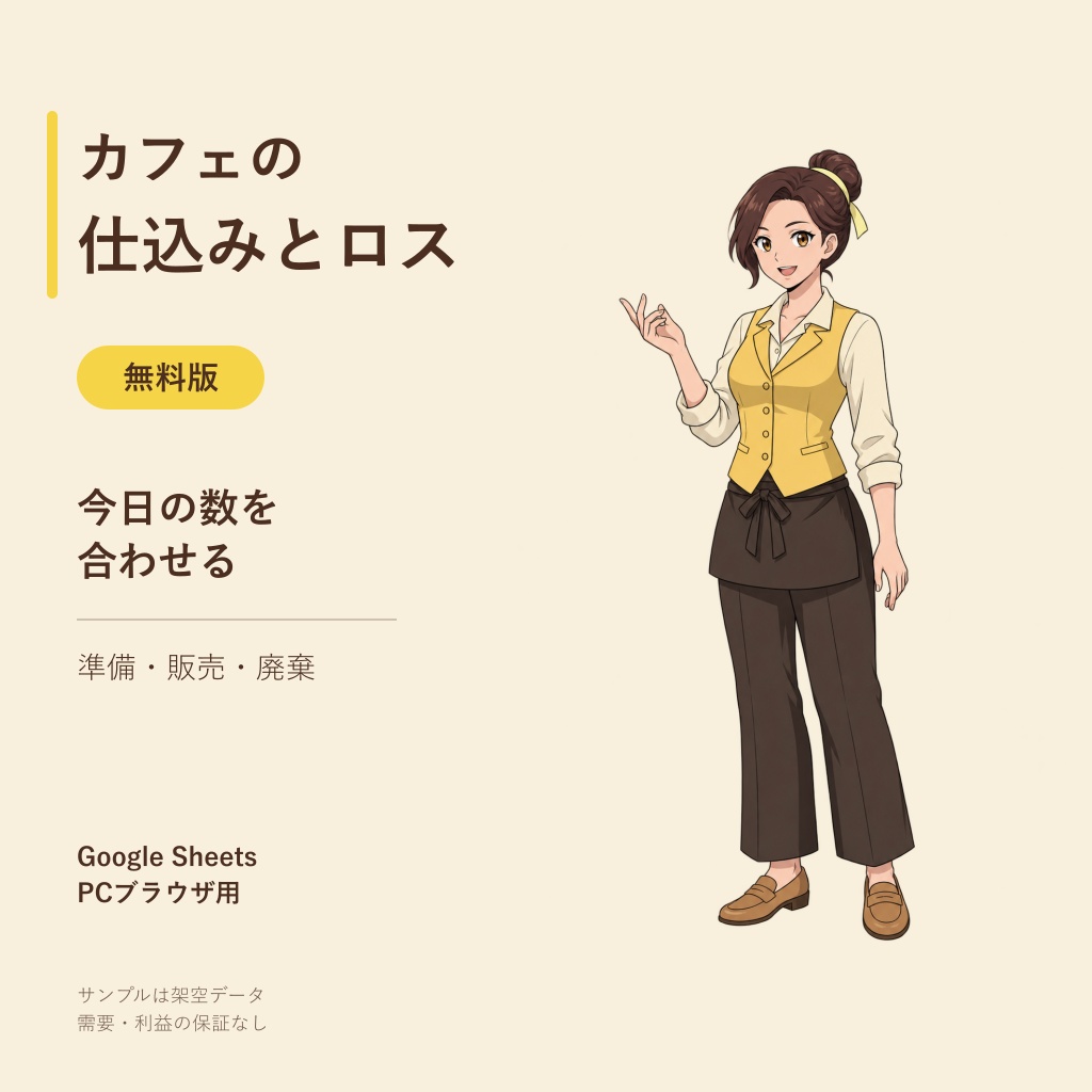 カフェの仕込みとロス｜本日の締め確認【無料版】Googleスプレッドシート