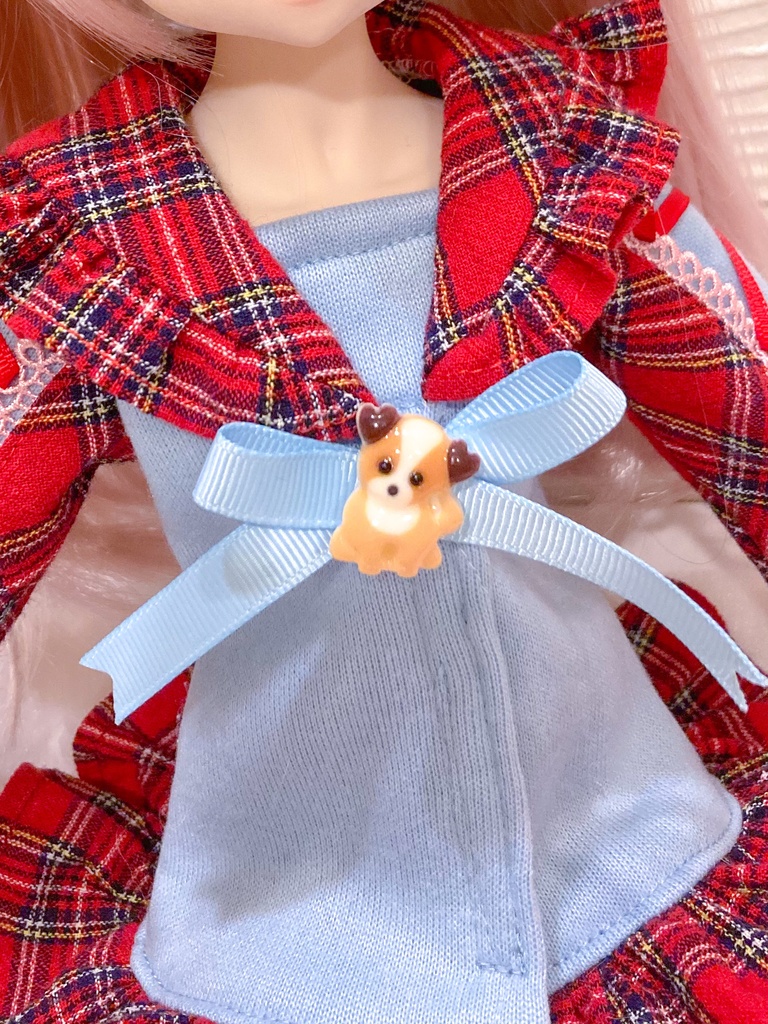 【即納】編み上げセーラー襟ワンピース 赤×みずいろ