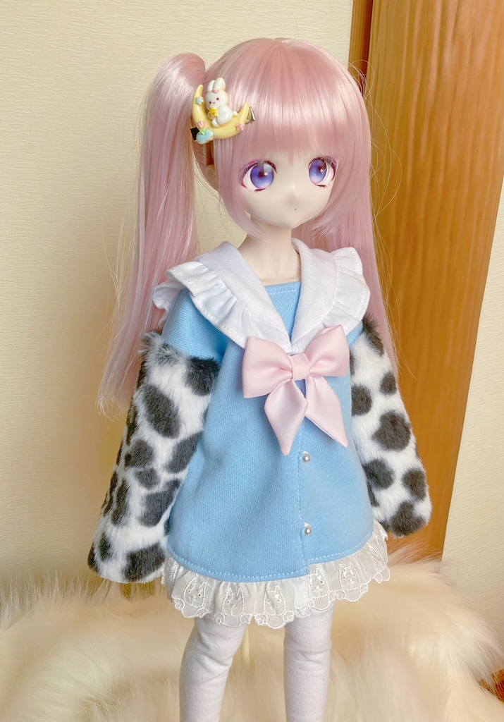 お袖もふもふ♡ダルメシアン柄セーラーワンピ