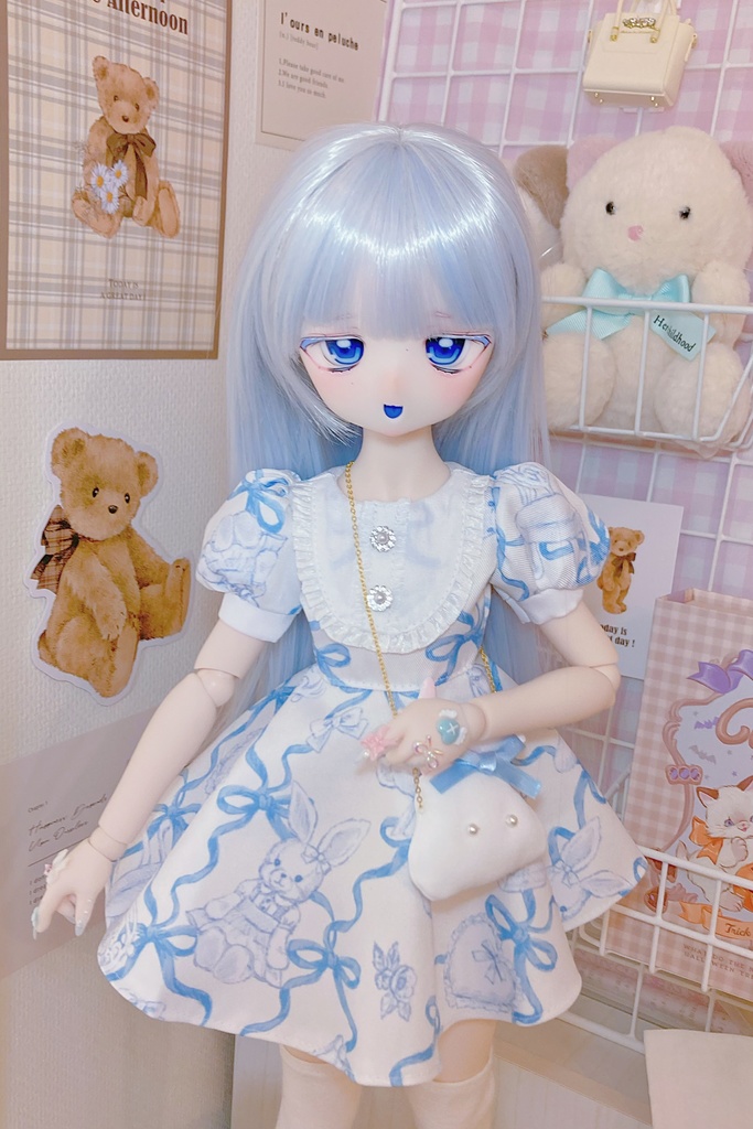 【即納】うさりぼん柄のお嬢様ワンピース.⋆𝜗𝜚𓈒ㅤ⋆